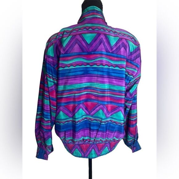 VINTAGE GREGOR GEOMETRIC 80s/90s WINDBREAKER JACKET SIZE SMALL UNISEX - Picture 9 of 12